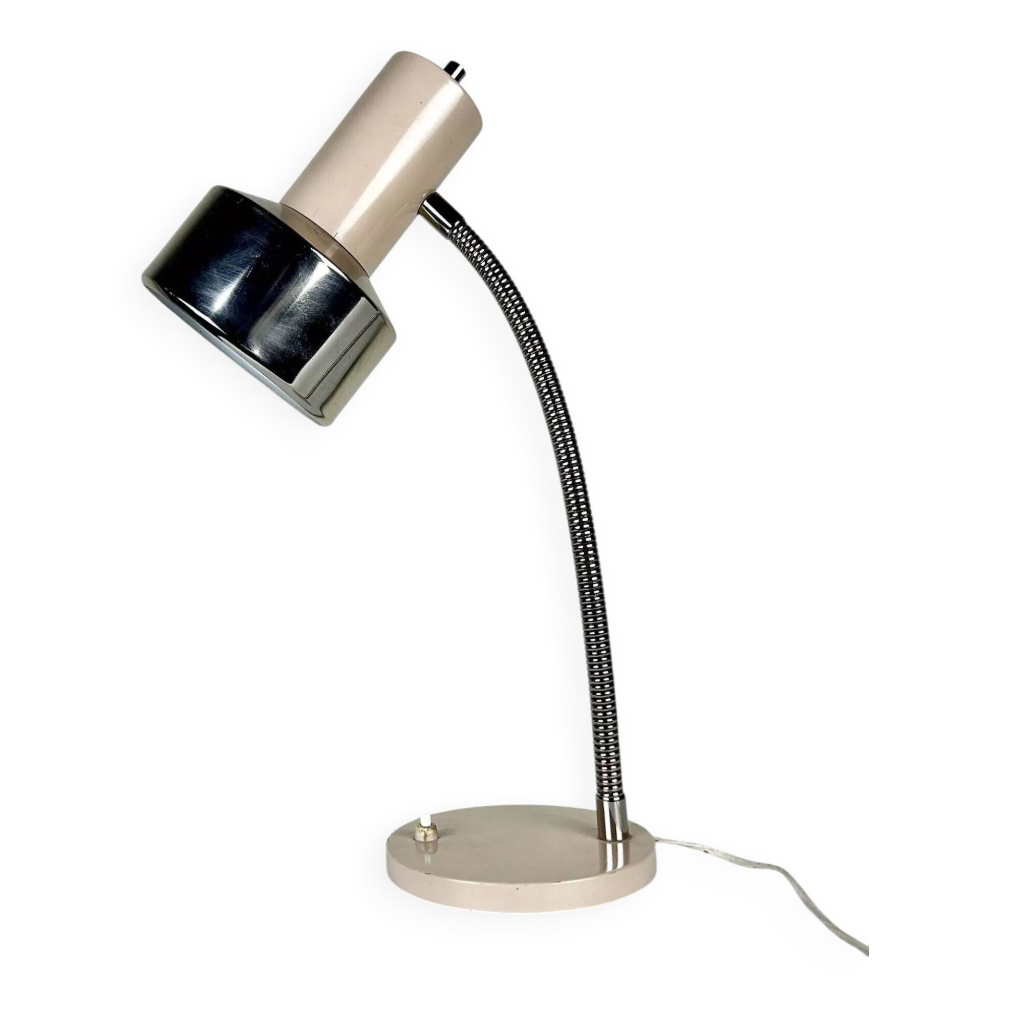 Vintage beige and chrome articulated lamp – 70s