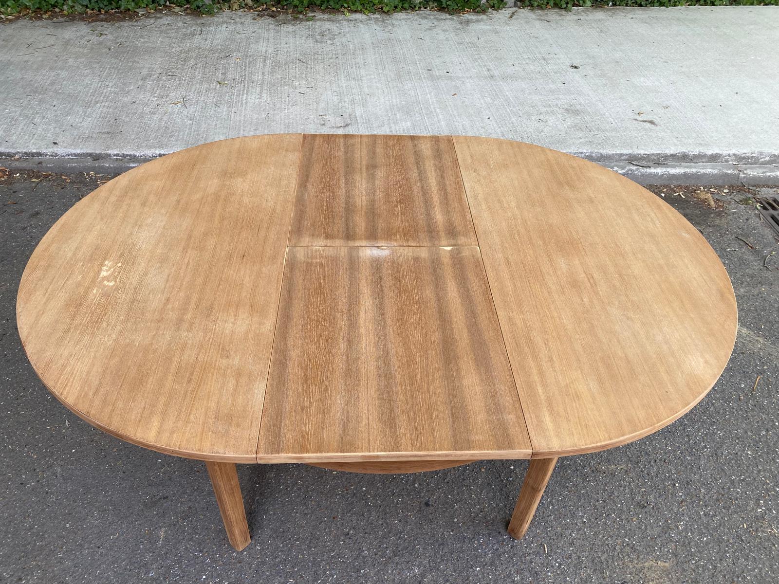 Scandinavian round extendable dining table renovated light oak 172cm