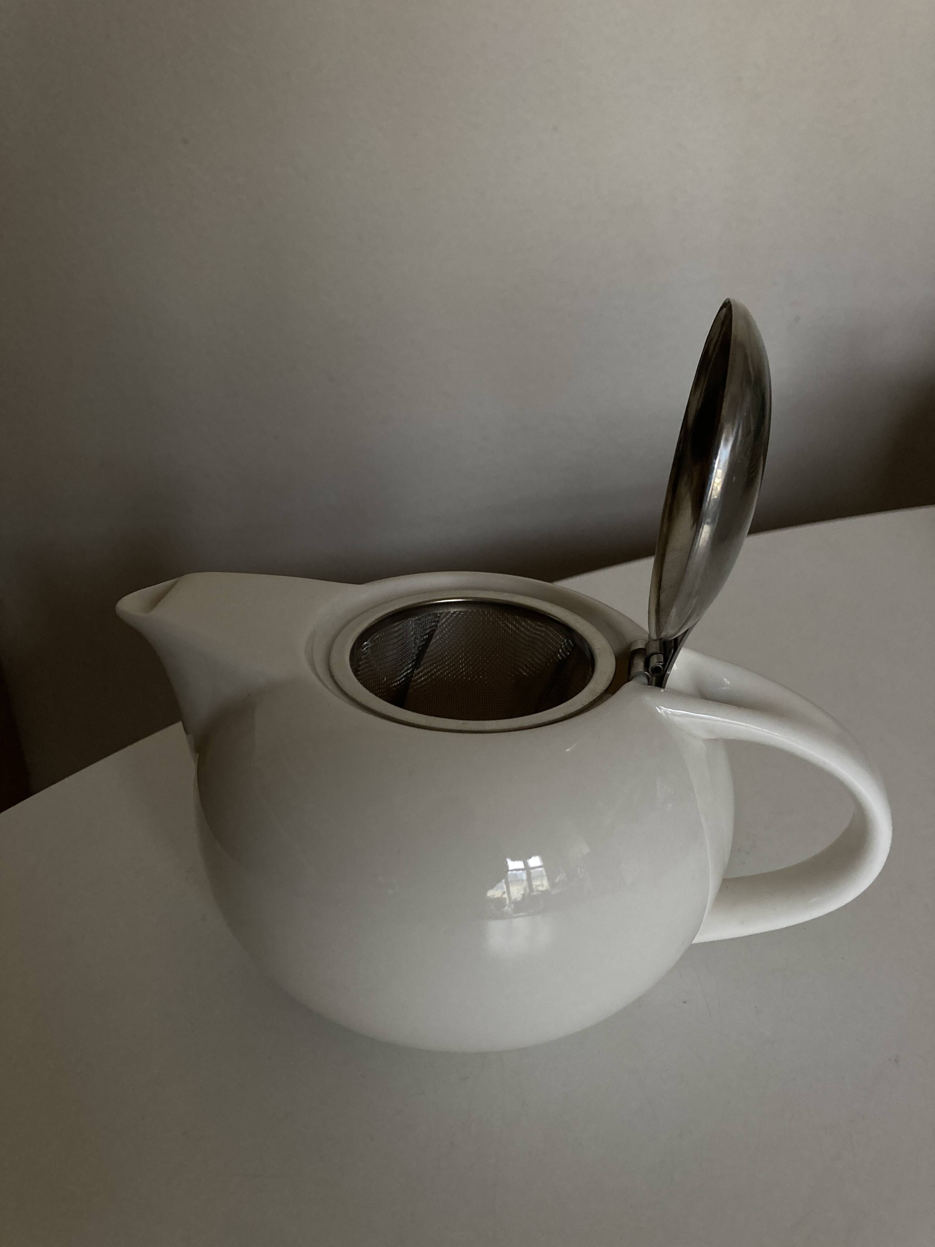 Space Age Porcelain and Steel Teapot