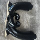 Vallauris Black Ceramic Candle Holder from the 50s