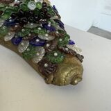 Pair of Art Nouveau bronze and Murano glass wall lights