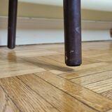 Vintage wooden and metal nursery school bench, 2 m
