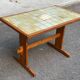 Brutalist kitchen/dining table in solid pine & ceramic (112x67 cm) 1