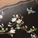 Bureau d'écriture vintage peint polychrome laqué noir avec oiseaux et fleurs