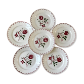 Lot de 6 assiettes plates à fleurs Badonviller années 30