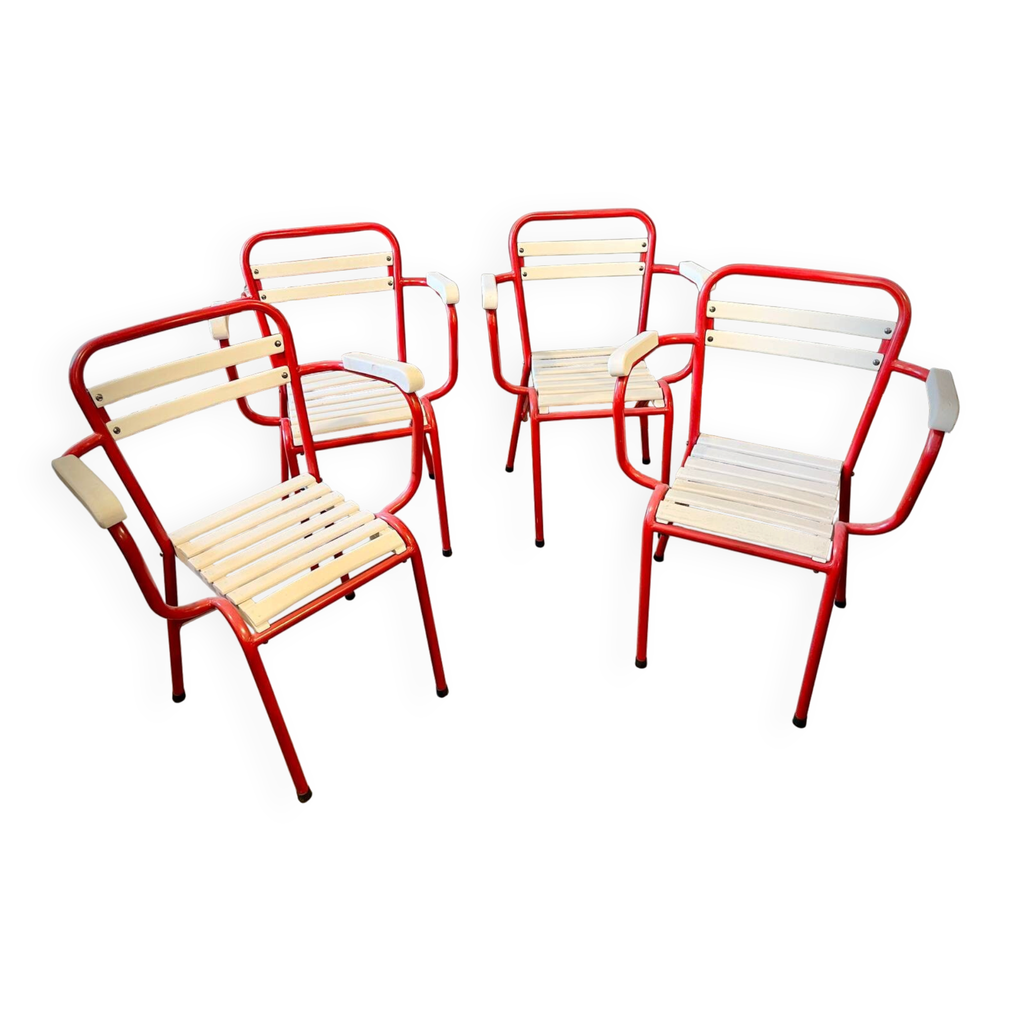 Four TOLIX chairs with armrests