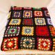 Plaid wool blanket crocheted vintage granny XXL - 195x195 cm