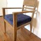 Art Deco armchair in solid wood and blue corduroy fabric
