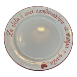 Hand-painted italian handmade plate la vita e una combinazione de magia e pasta