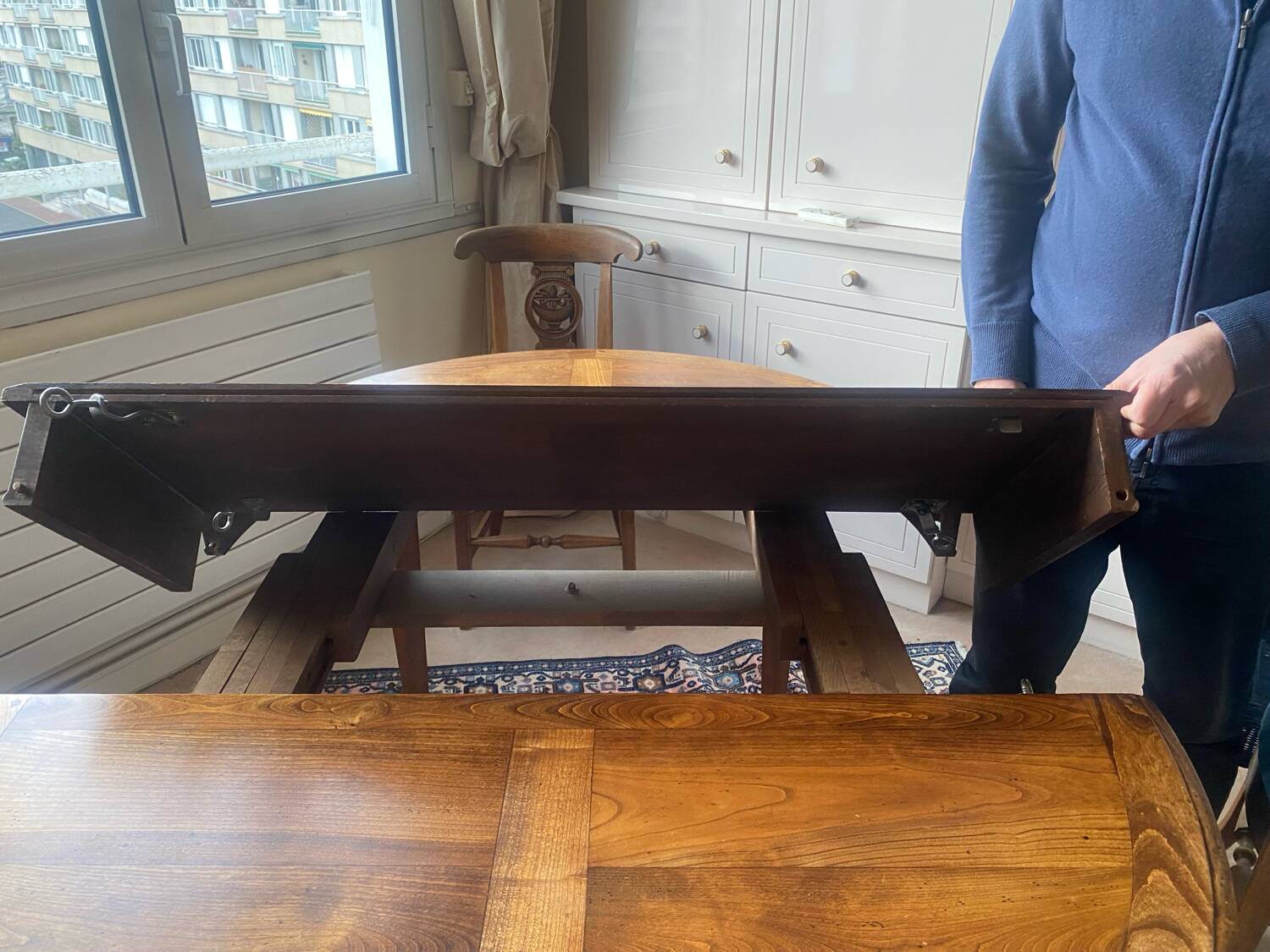 Waxed cherry wood dining table