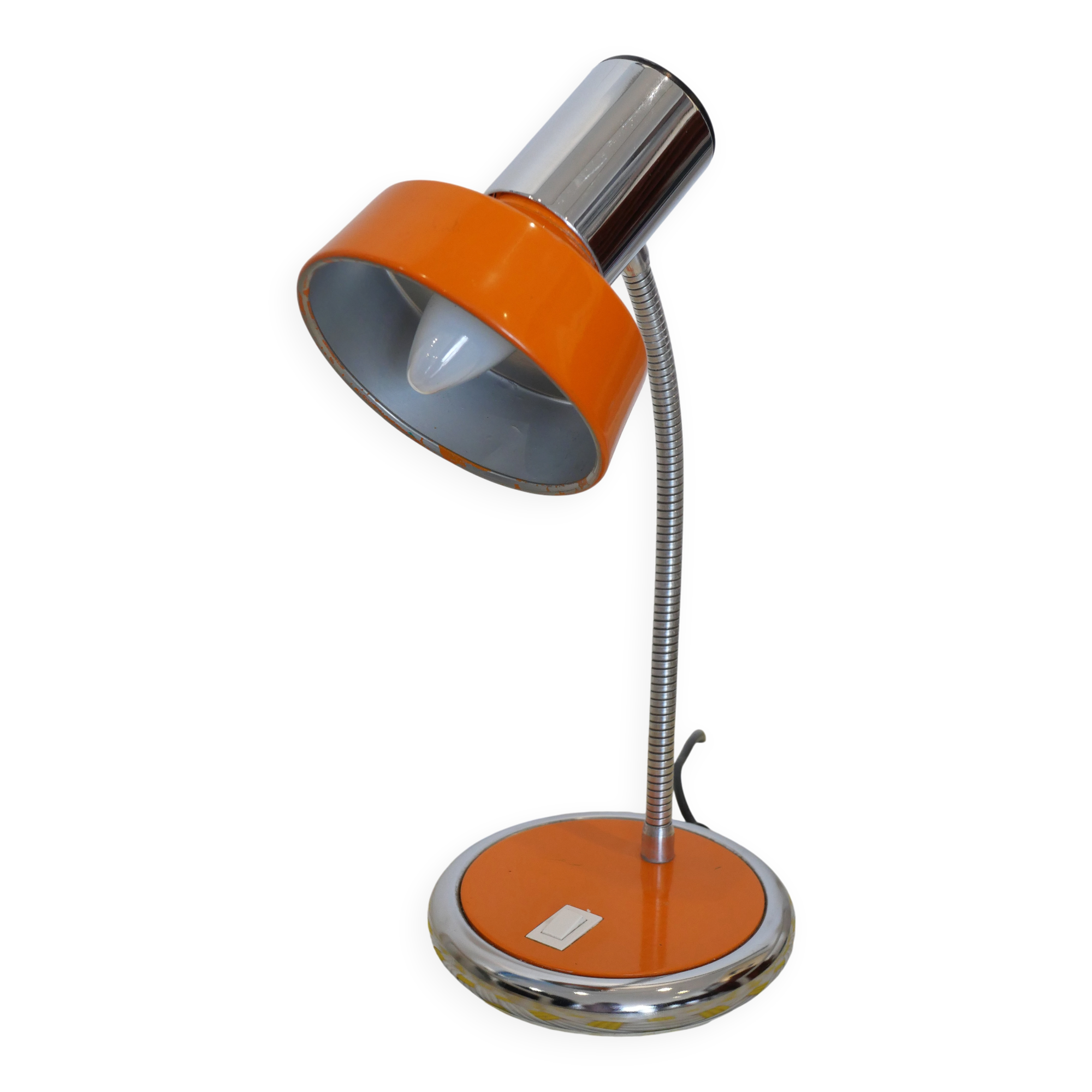 1970s orange metal desk lamp