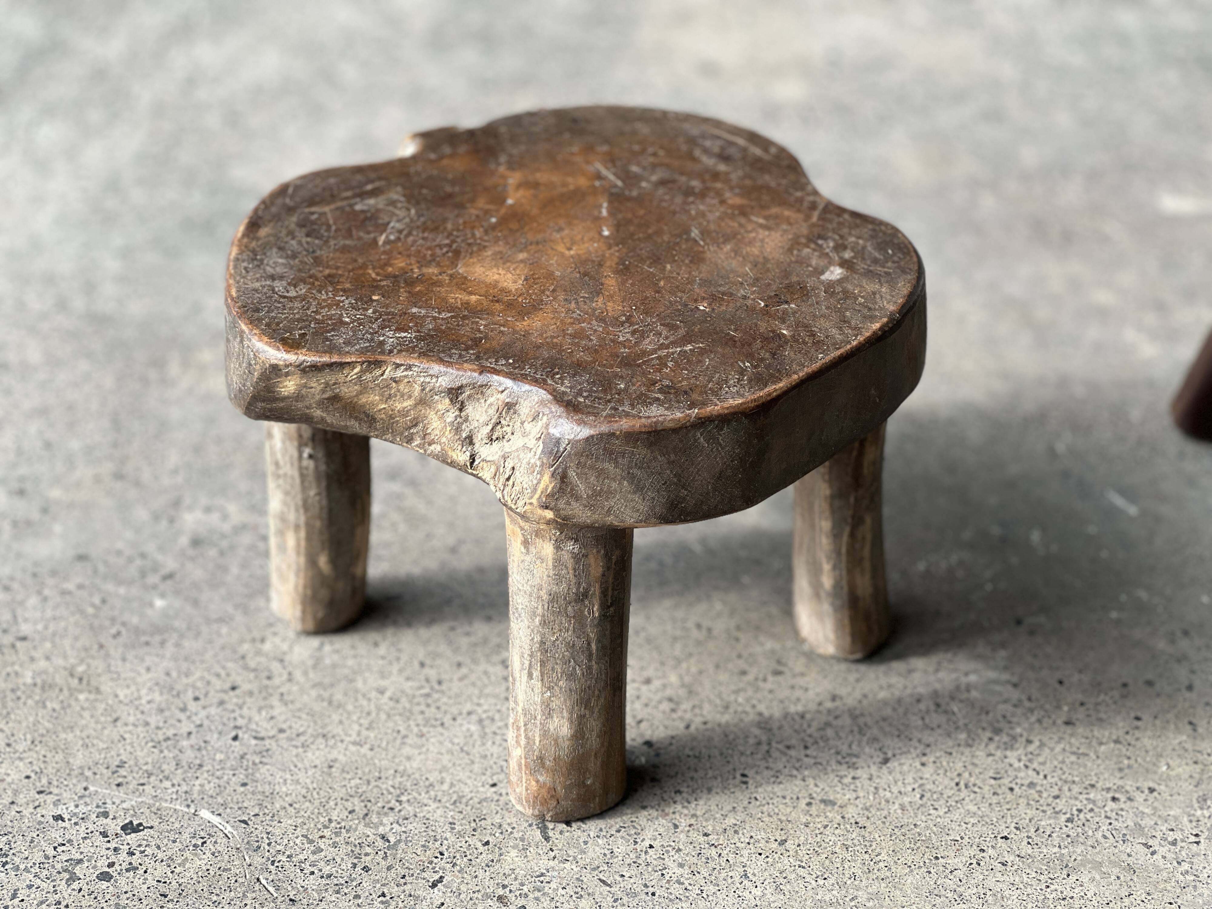 Mini low stool in upcycled old Asian teak H15 D24