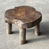 Mini low stool in upcycled old Asian teak H15 D24