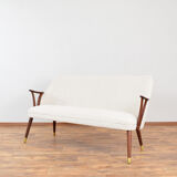 Mid-Century Norwegian Teak & Boucle Sofa, 1960s.