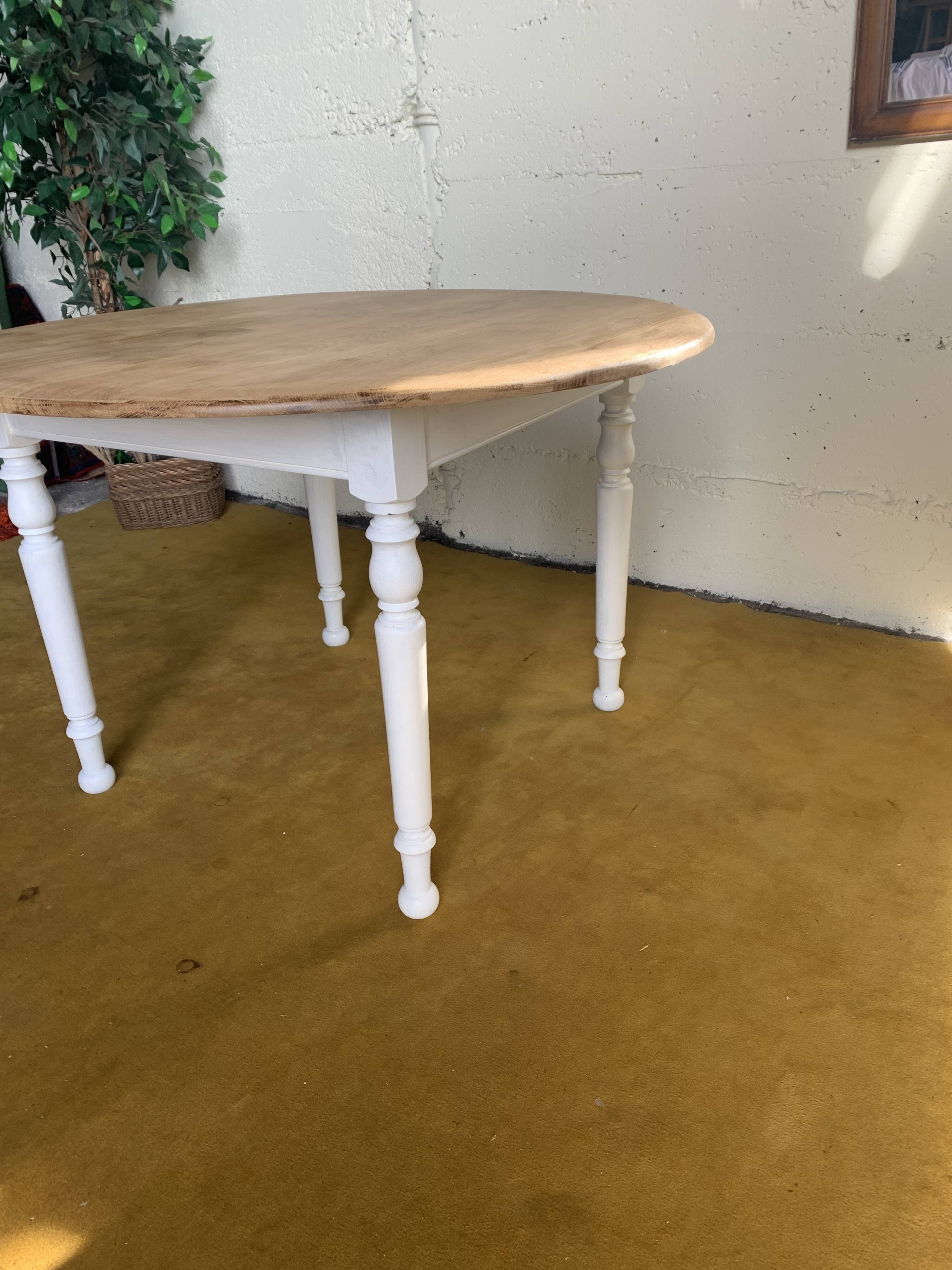 Round raw wood table