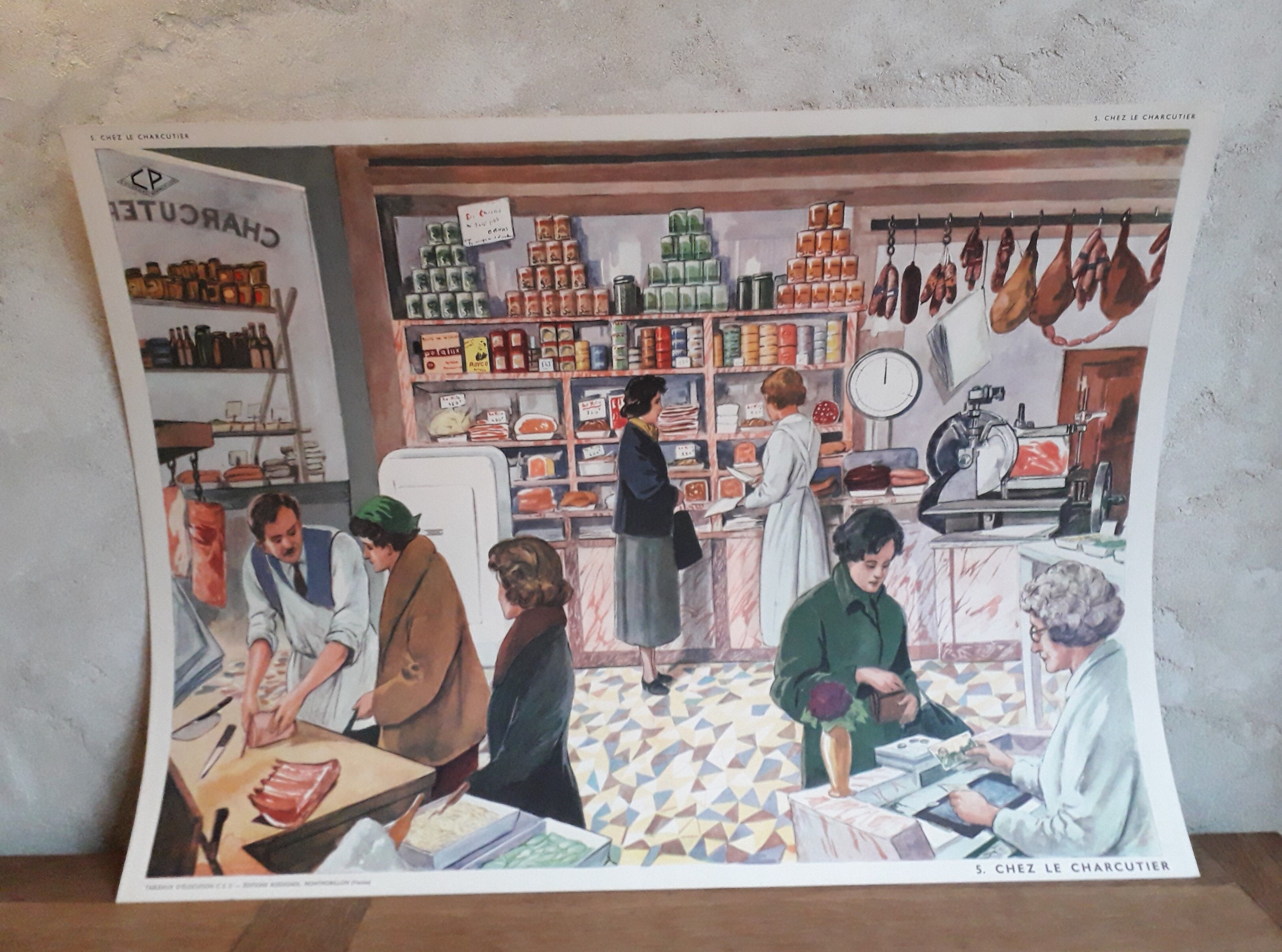 School poster Rossignol 50s editions "at the butcher's house"