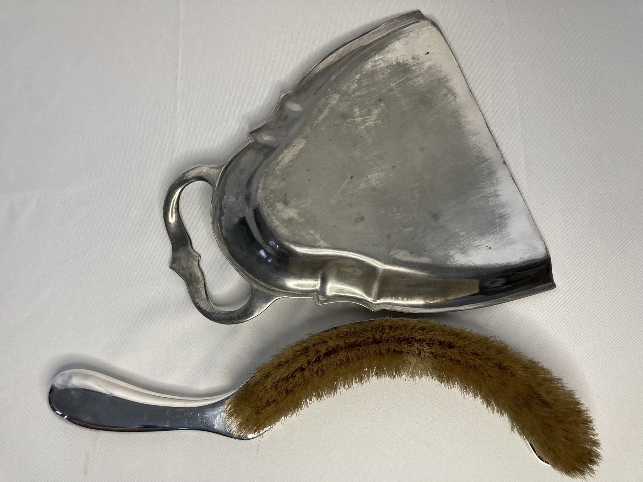 Old table shovel picks up crumbs silver metal early twentieth century