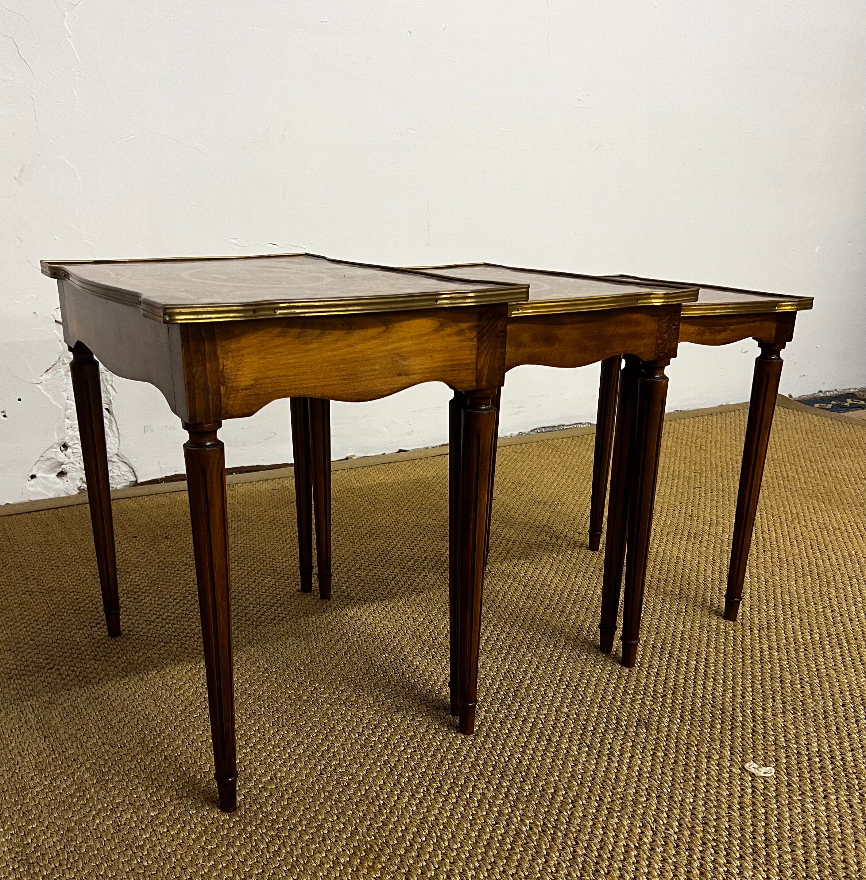 Nesting tables in Louis XVI style marquetry