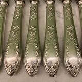 6 silver-plated dessert knives by SFAM and Rumèbe in the Louis XVI style from Narbonne.