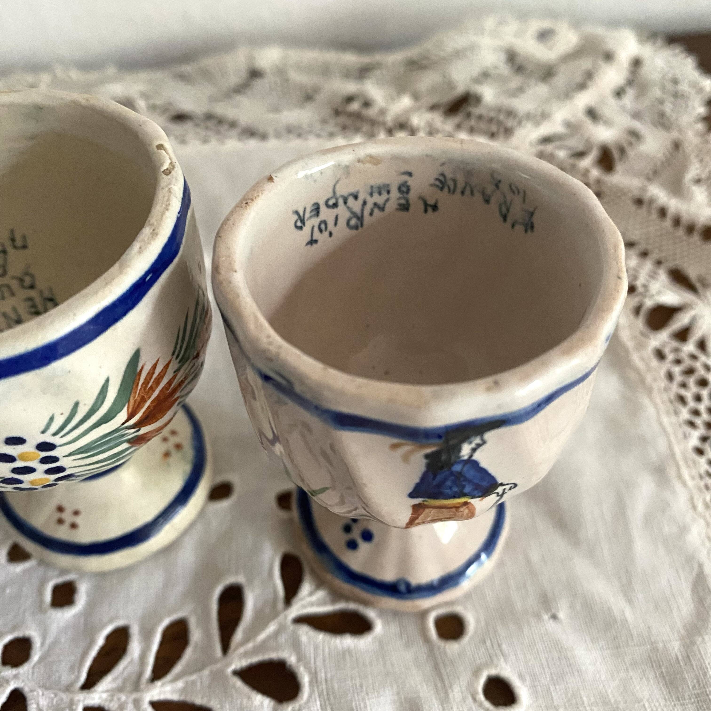 Old Quimper Henriot egg cups