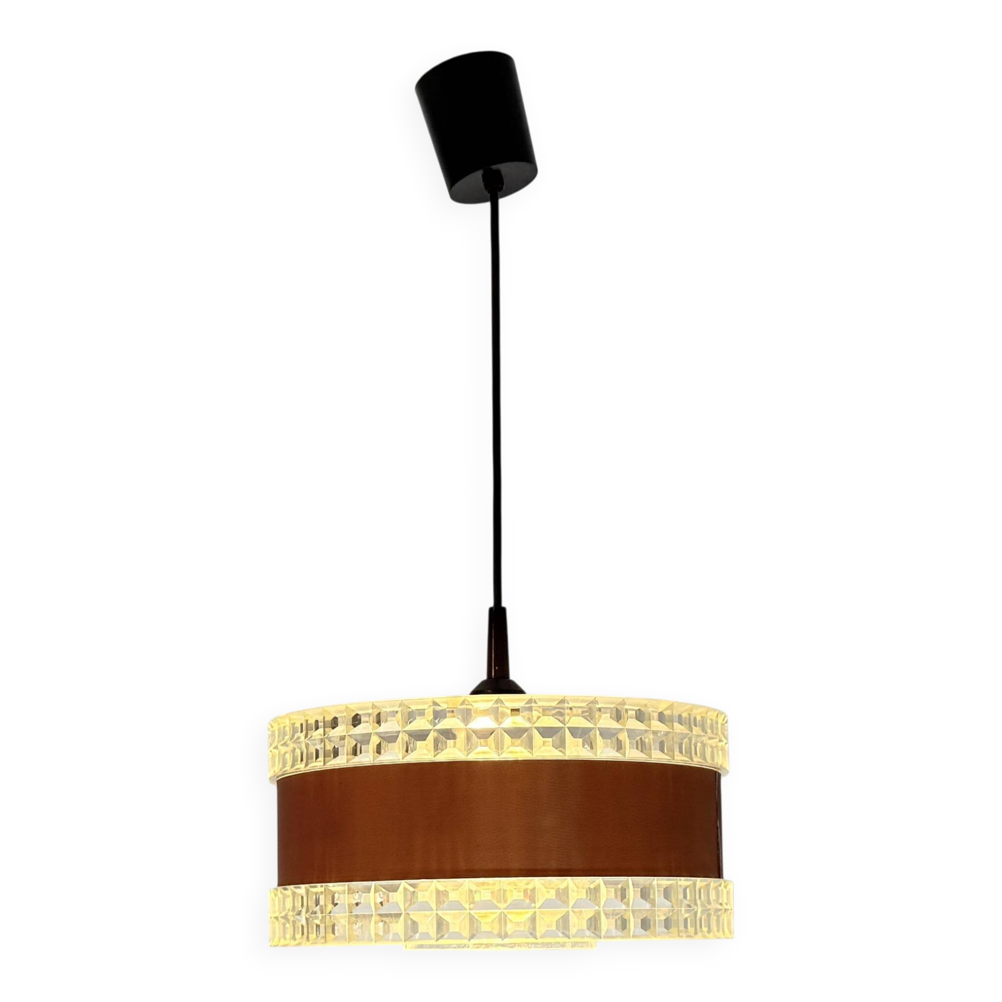 Vintage pendant lamp with brown ring