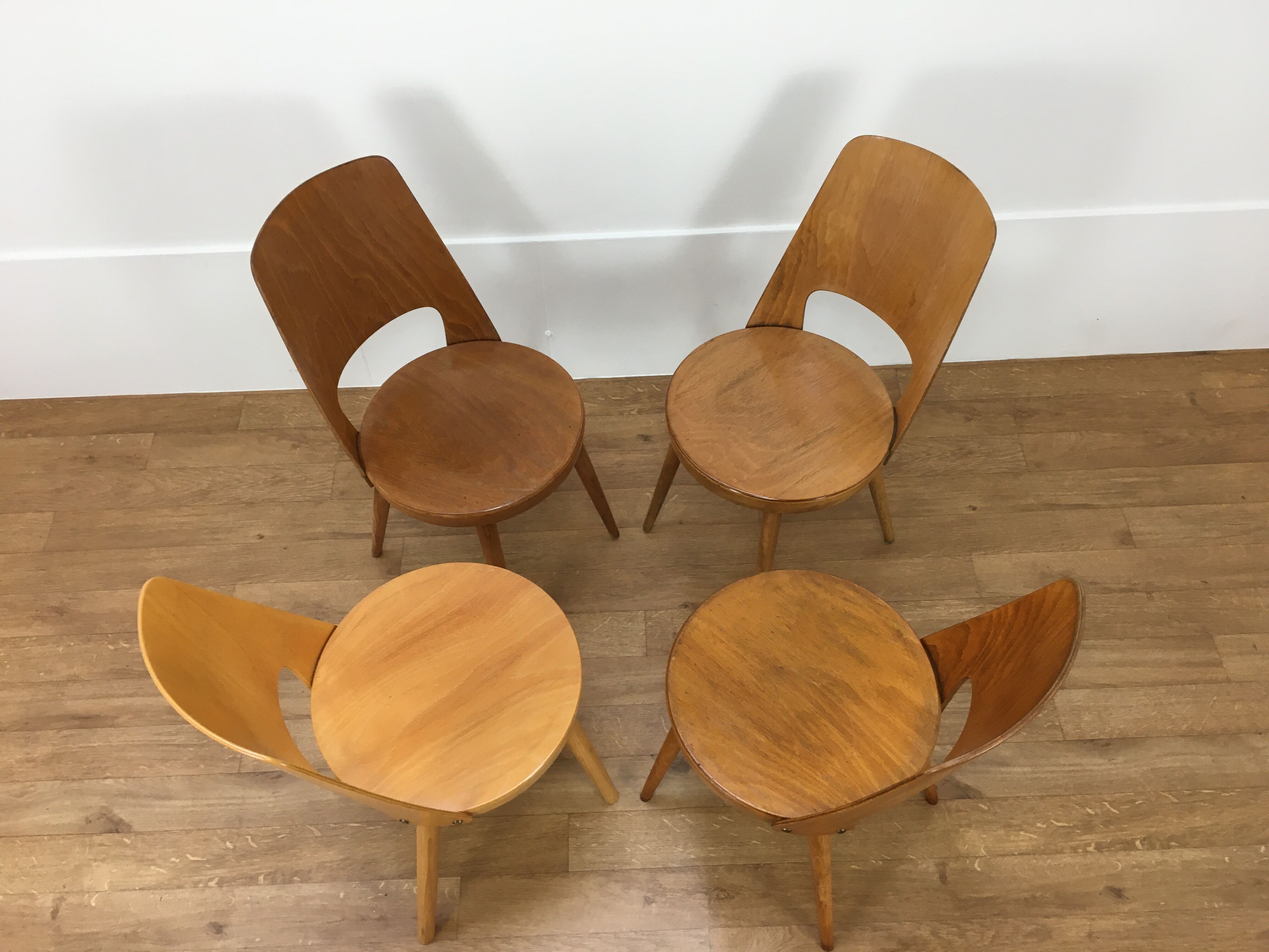 Set of 4 chairs Baumann Mondor 60s bistro