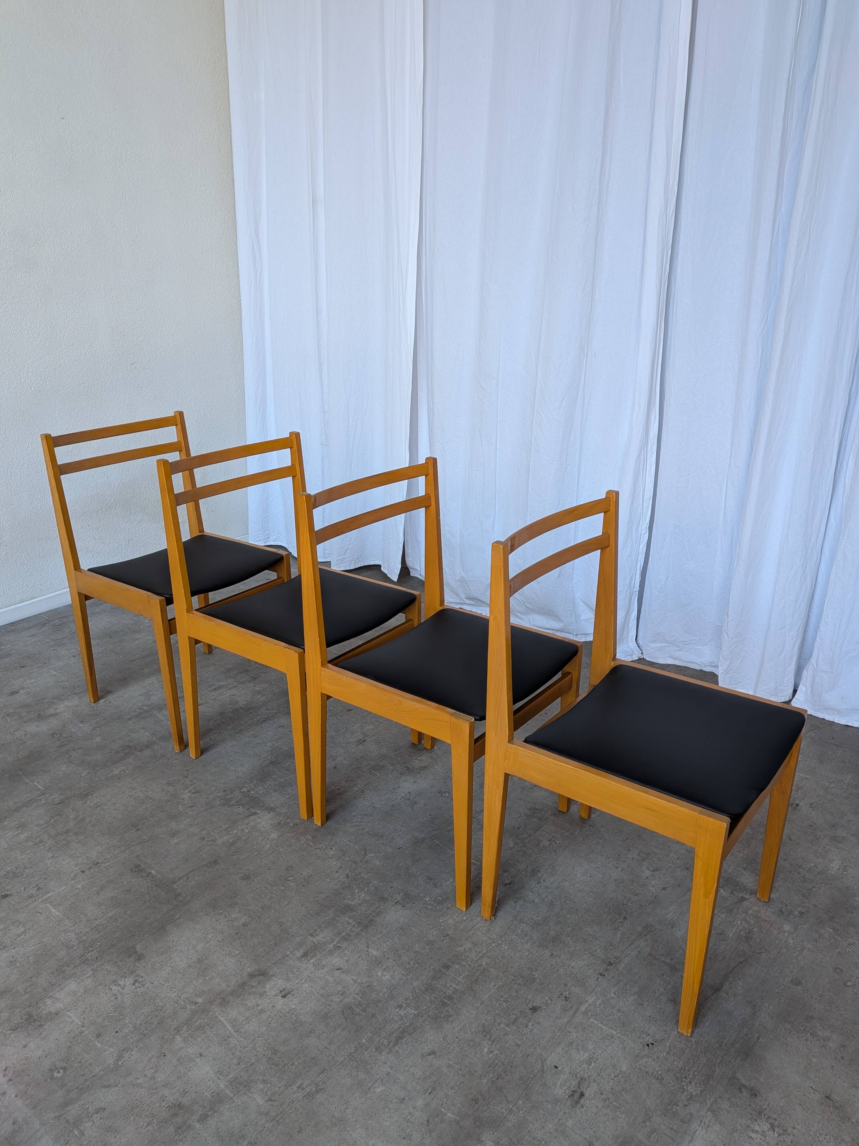 Set of 14 Vintage Scandinavian Dining Chairs / Yugoslav Wooden Bistro Chair