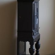 Antique black painted wardrobe from the 18th century by a Danish cabinetmaker, baroque.