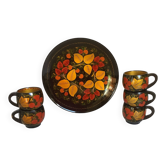 Plateau et cinq tasses khokhloma russe