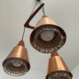 Scandinavian Boomerang chandelier from the 60s in teak, metal and glass