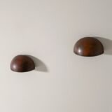 Pair of Round Vintage Danish Copper Wall Sconces Lamps, 1960s