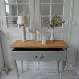 Console, side desk of beautiful craftsmanship re-enchanted in verdigris