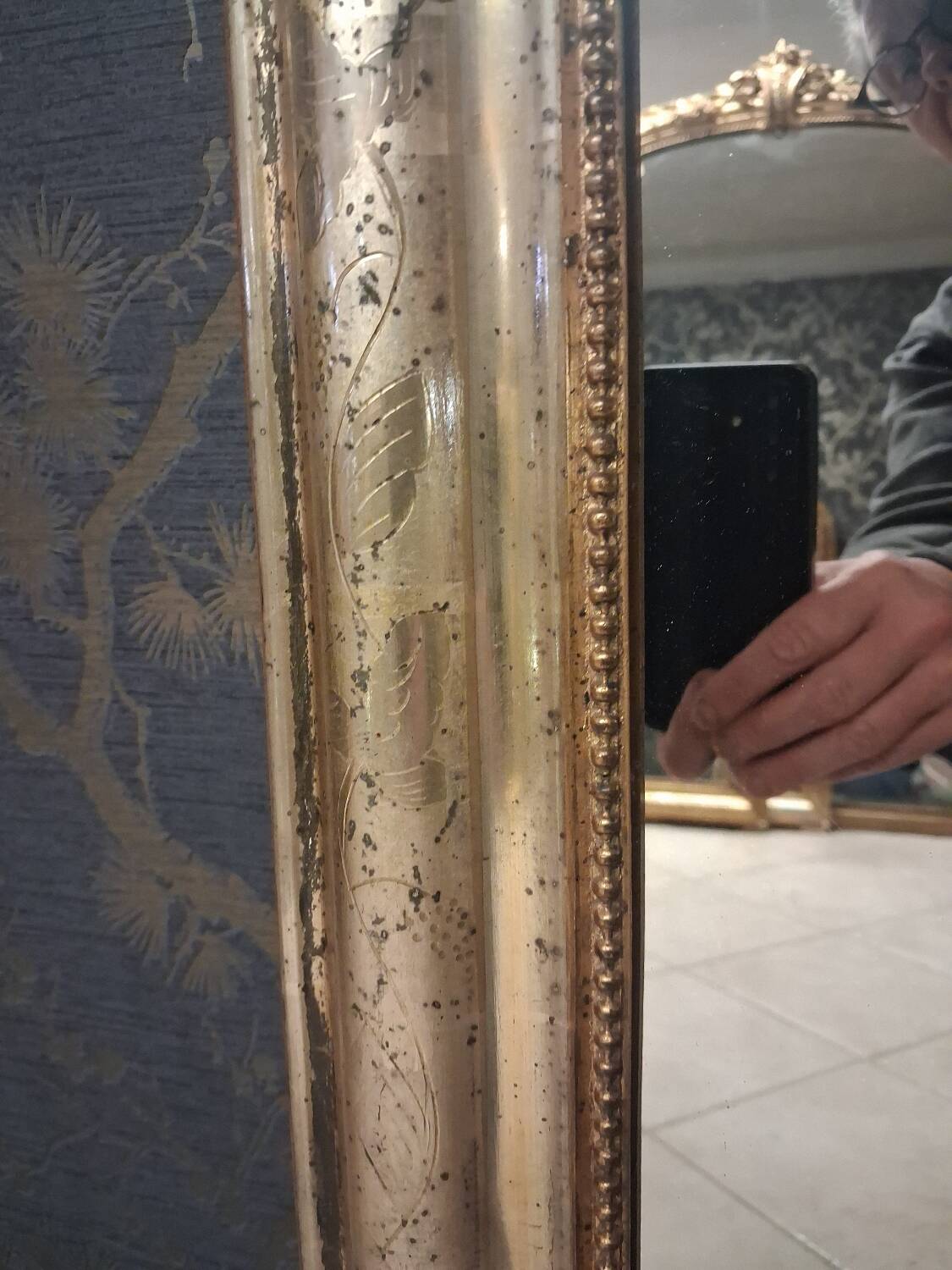 Miroir Louis Philippe argent 95x65