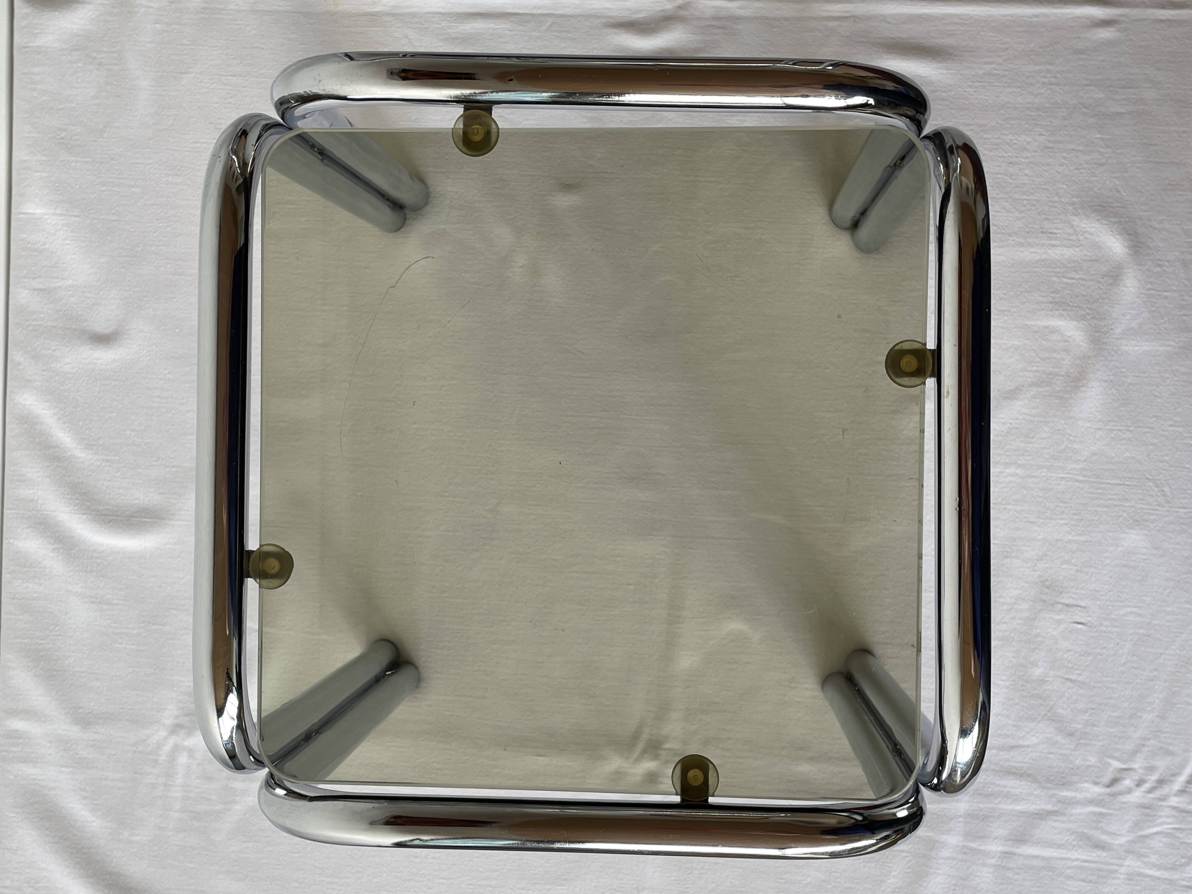 Chrome and smoked glass nesting tables, 1970s