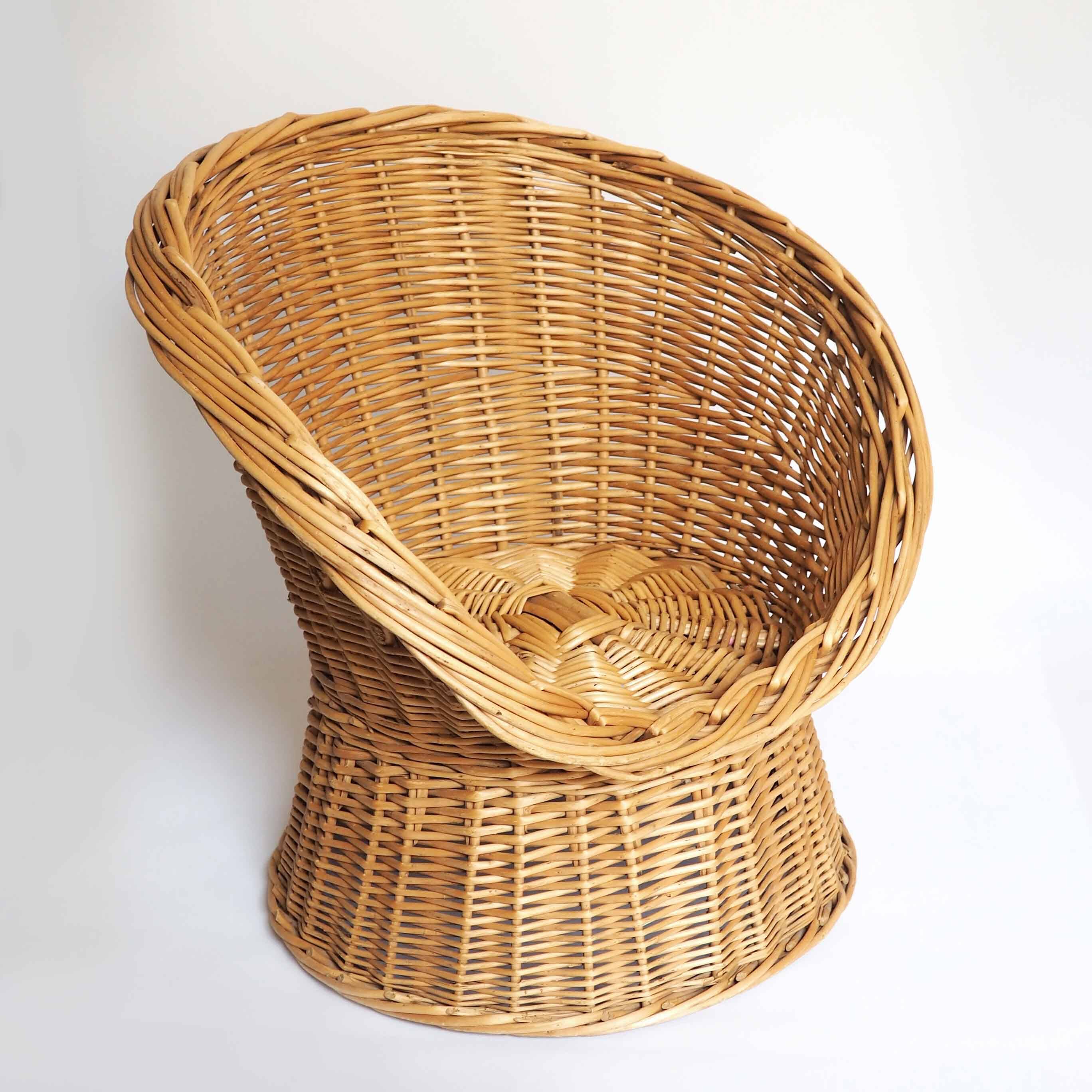 Children's rattan basket armchair