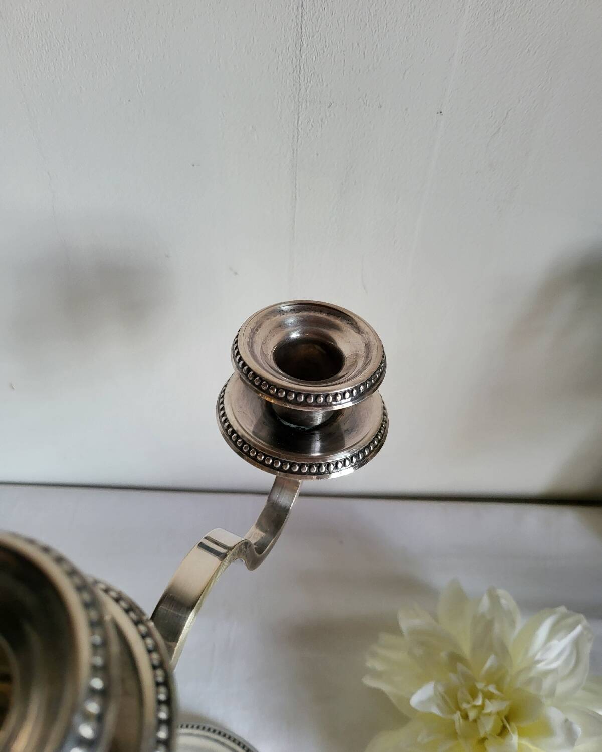 Silver-plated metal candelabrum chandelier SNPA with 4 lights