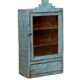 old Art Deco wall display case in original blue teak Burmese patina