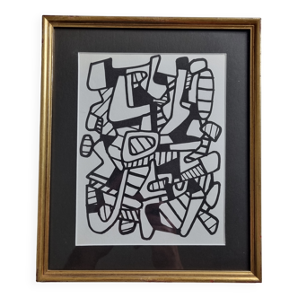 Screenprint after Jean Dubuffet, framed under glass, gilded frame, 24 x 29 cm