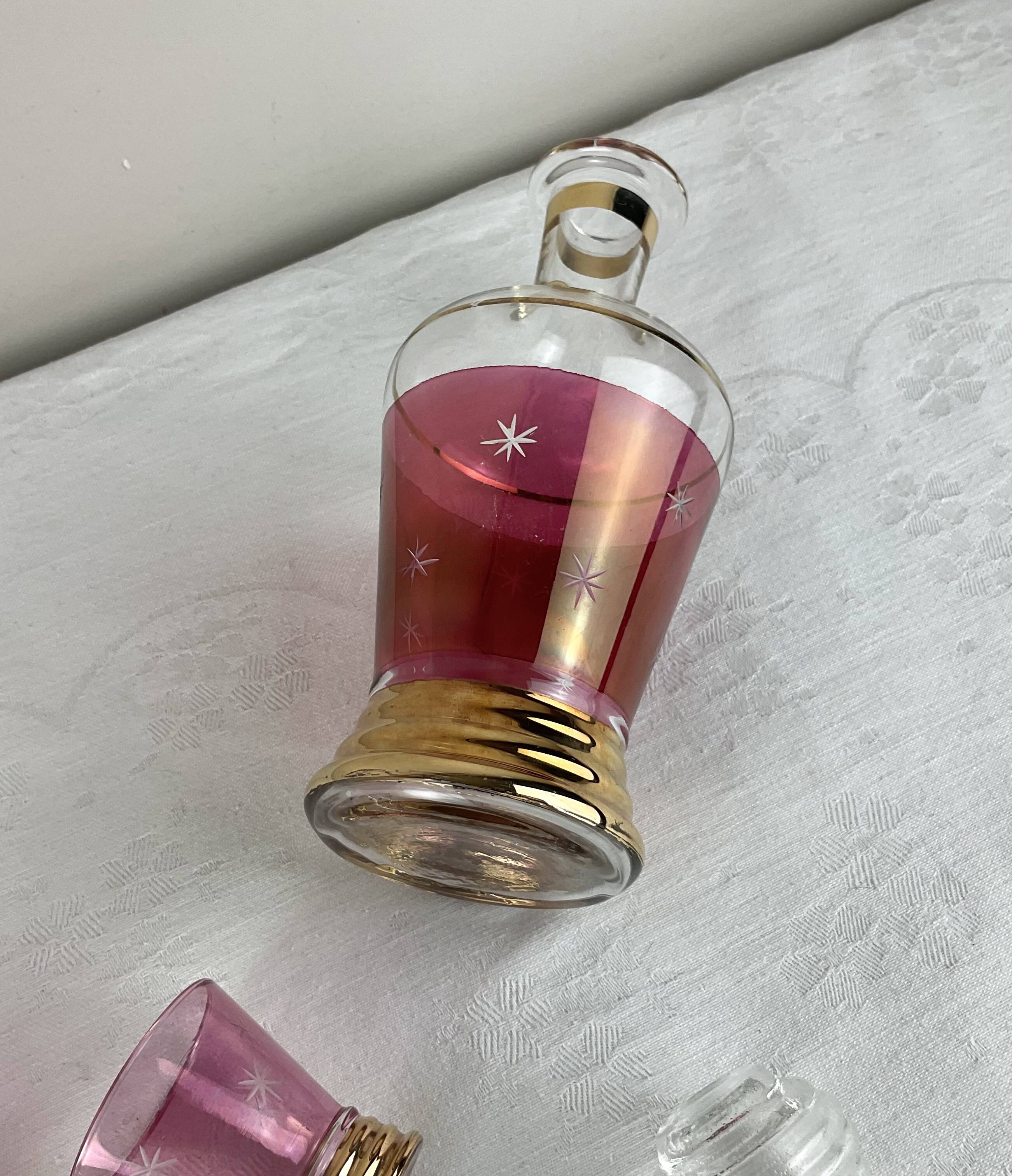 Vintage liqueur carafe and matching glasses Made in Italy