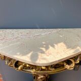 Carved wooden and marble console