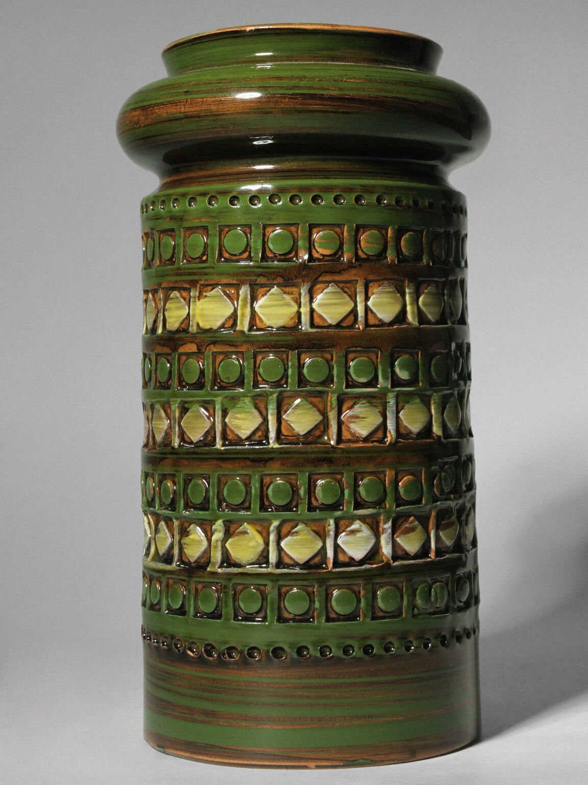 Aldo Londi "Rimini" Ceramic Green Vase, For Bitossi, 1960s