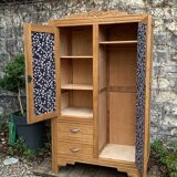 Parisian art deco hotel wardrobe in solid raw oak 1930