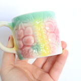 Set of 6 beautiful ceramic cups dabbling style, vintage