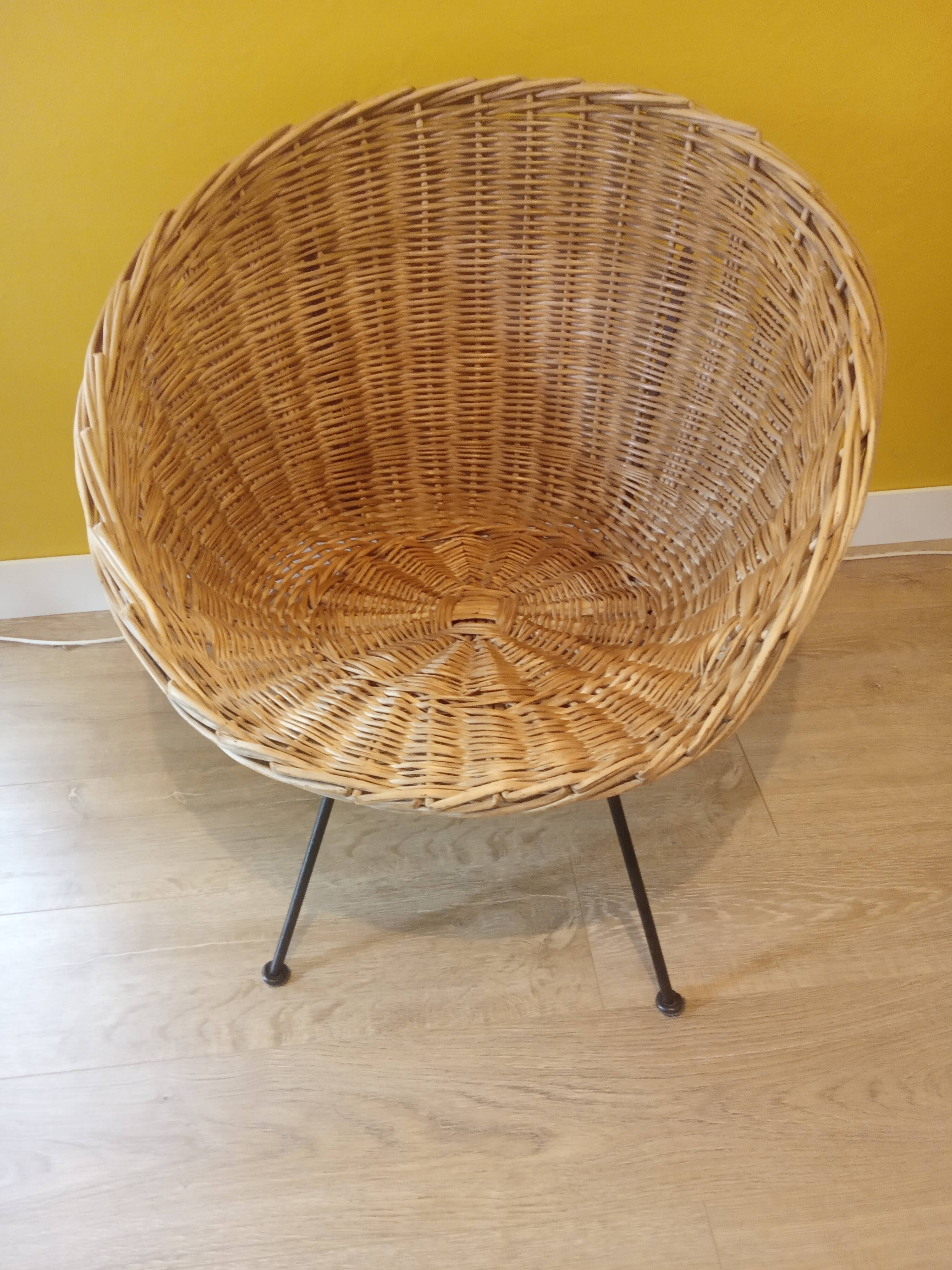 Vintage rattan basket armchairs