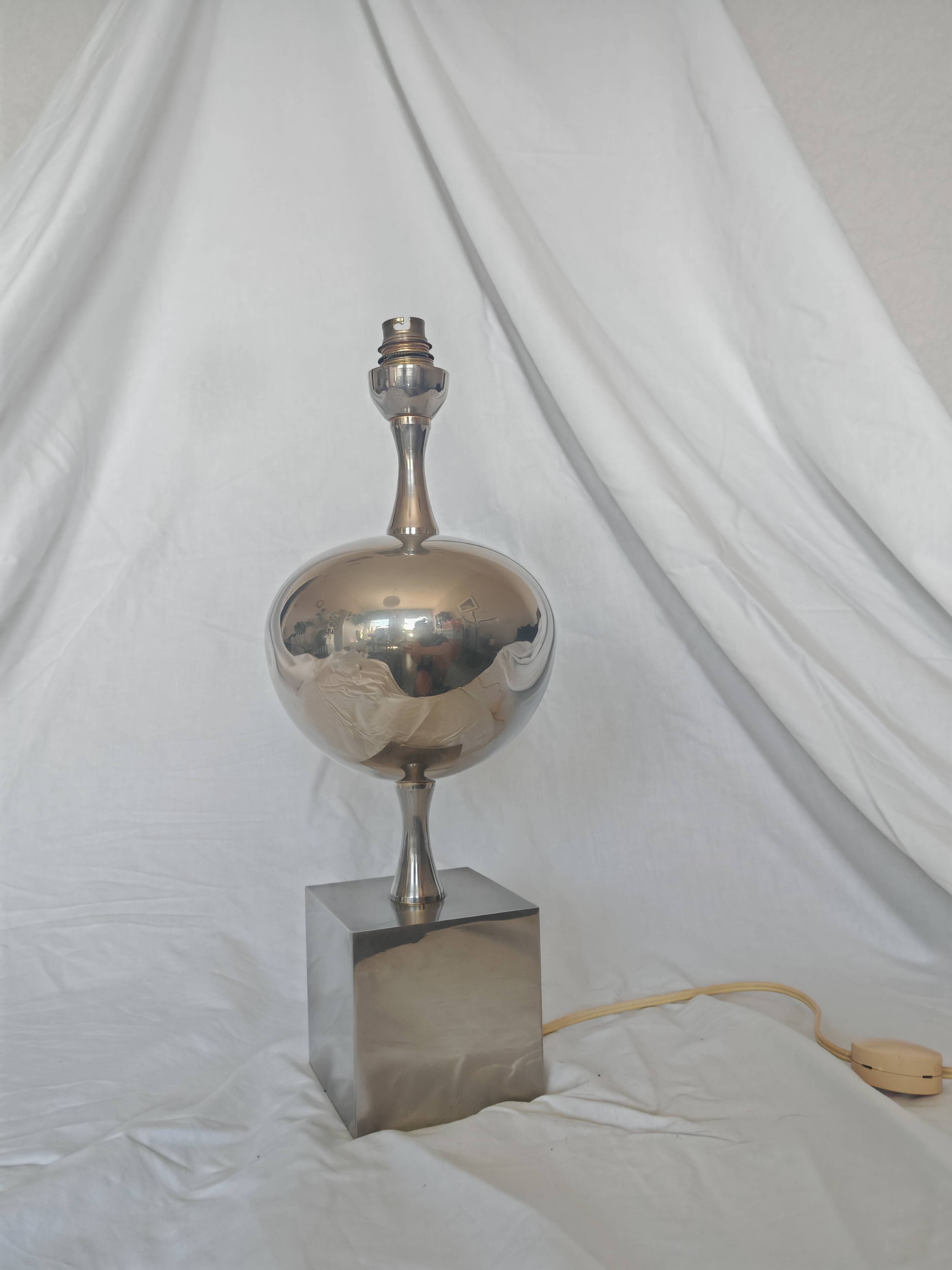 Pied de lampe Philippe Barbier, inox, 1970