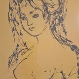 Lithograph by Madeleine Scellier - signed and numbered - Young girl