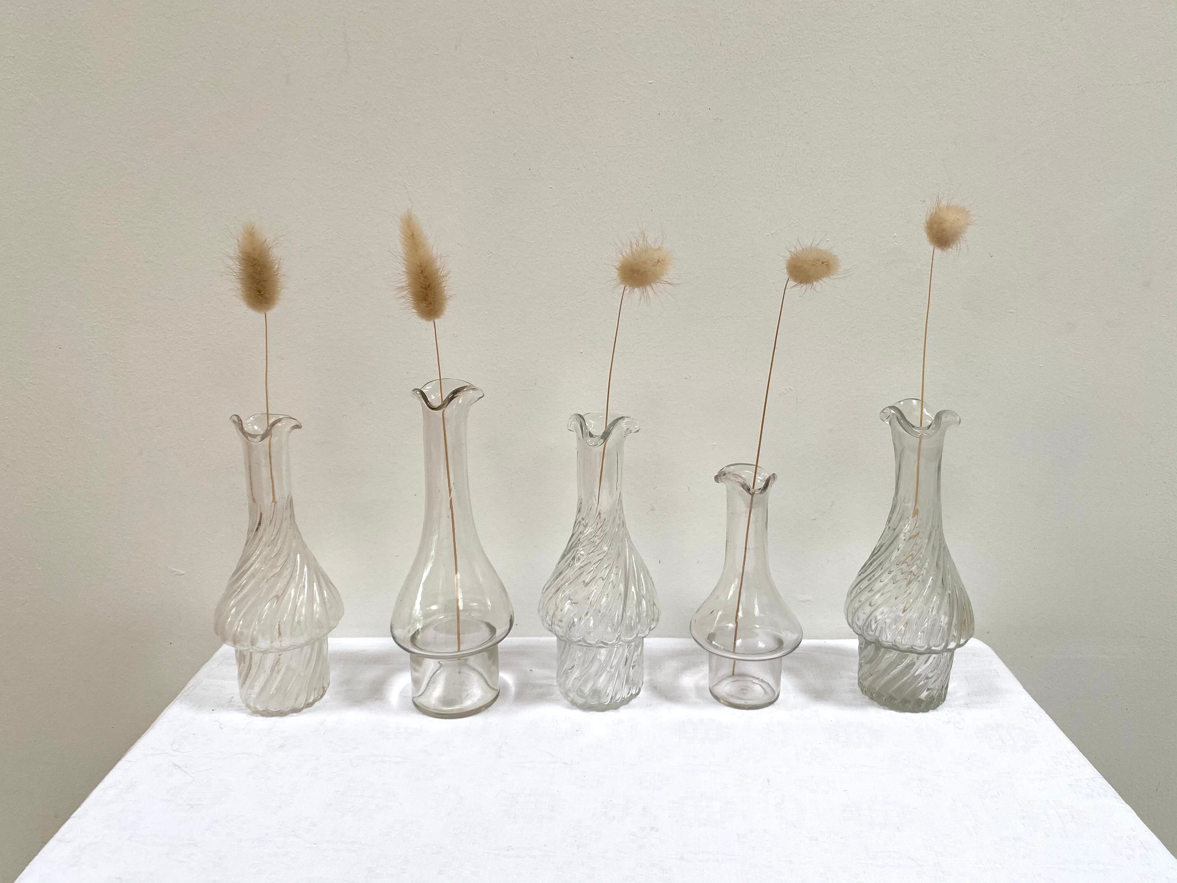 Set of 5 glass apothecary vials