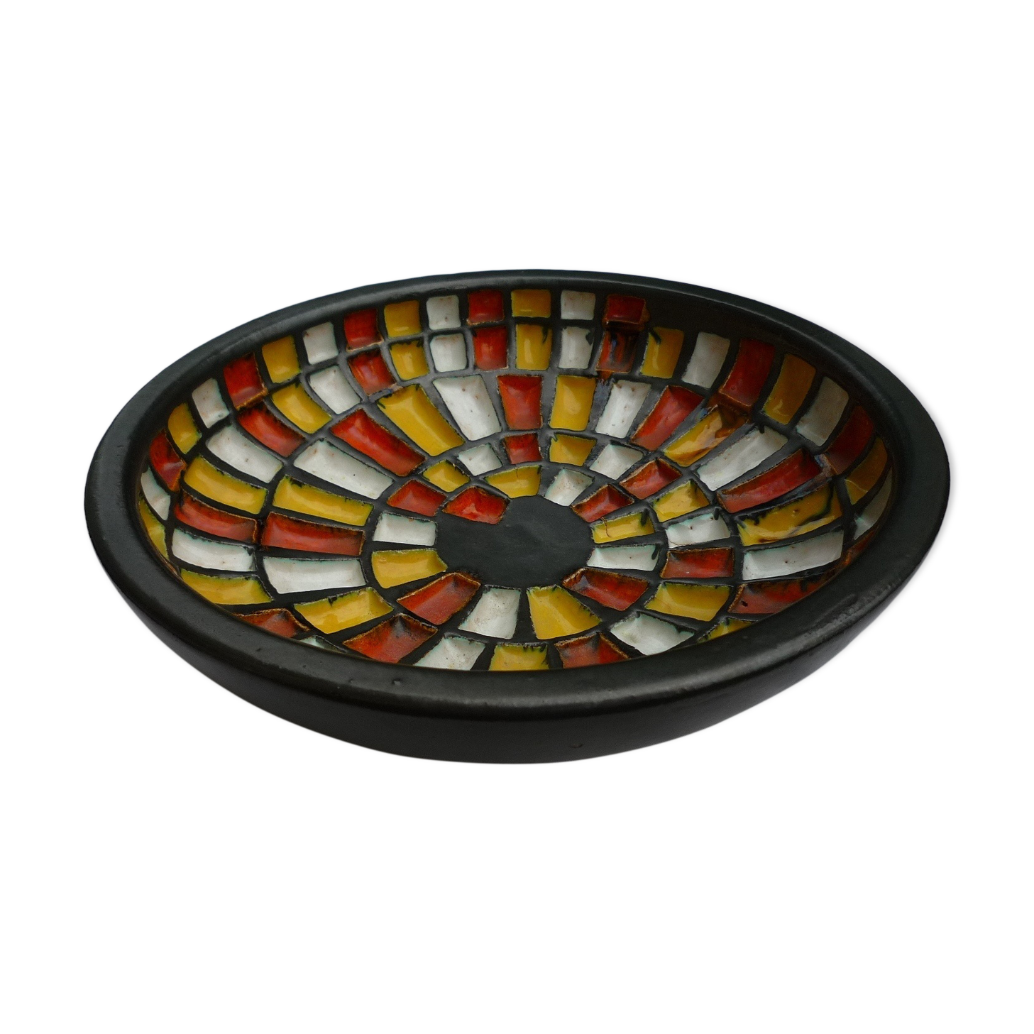 Multicolor dish, original ceramics signed Jean Garillon, years 50