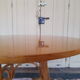 Round dining table vintage curved wooden foot