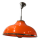 1960s Round Orange Chrome Pendant Light Guzzini style Bedroom Ceiling Lamp